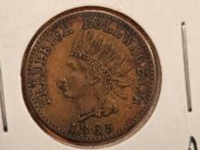 1863 Civil War Token Merchant's Store Card in AU-UNC