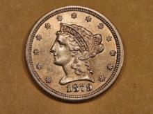 GOLD! Brilliant About Uncirculated plus 1879 Gold $2.5 Liberty Head