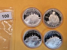 Four 1982-S Proof Deep Cameo Silver Commemorative Half Dollars