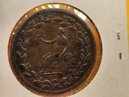 1813 Half penny British Trade token in About Uncirculated