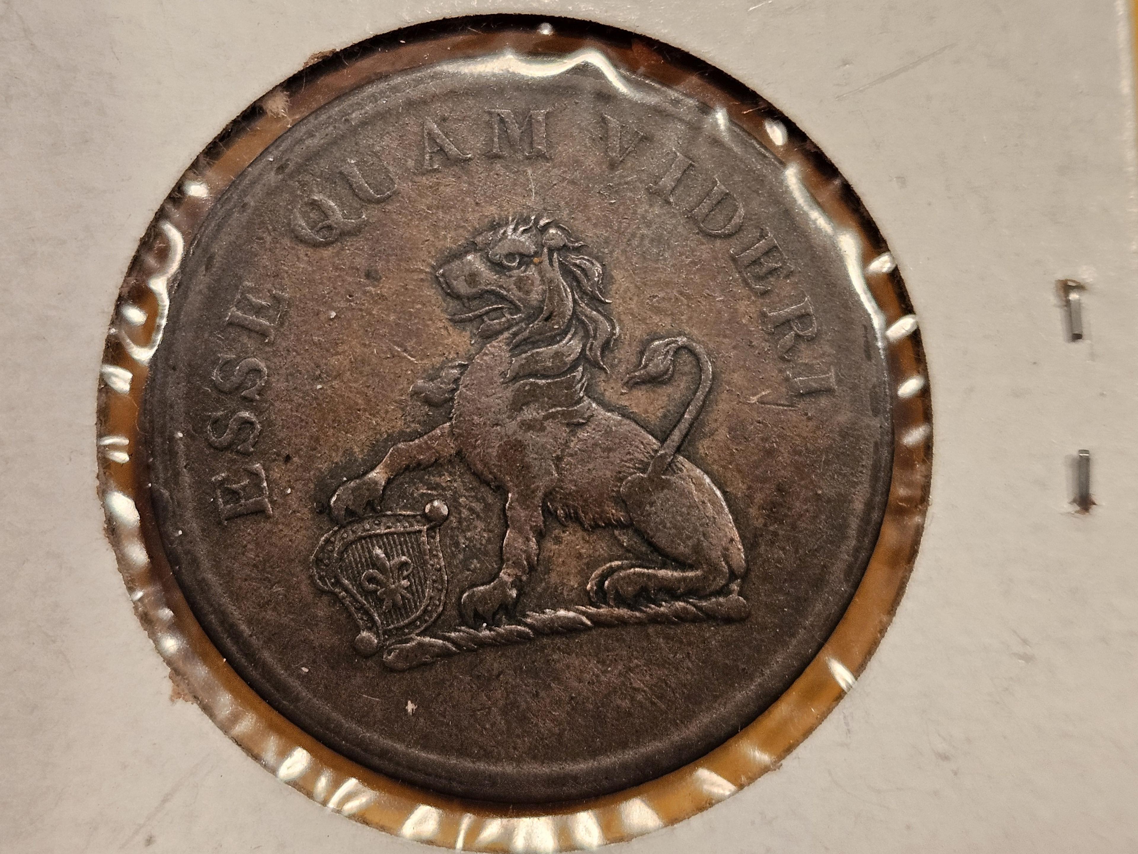 1812 British Trade Hull Half-Penny Token in Extra Fine