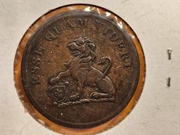 1812 British Trade Hull Half-Penny Token in Extra Fine