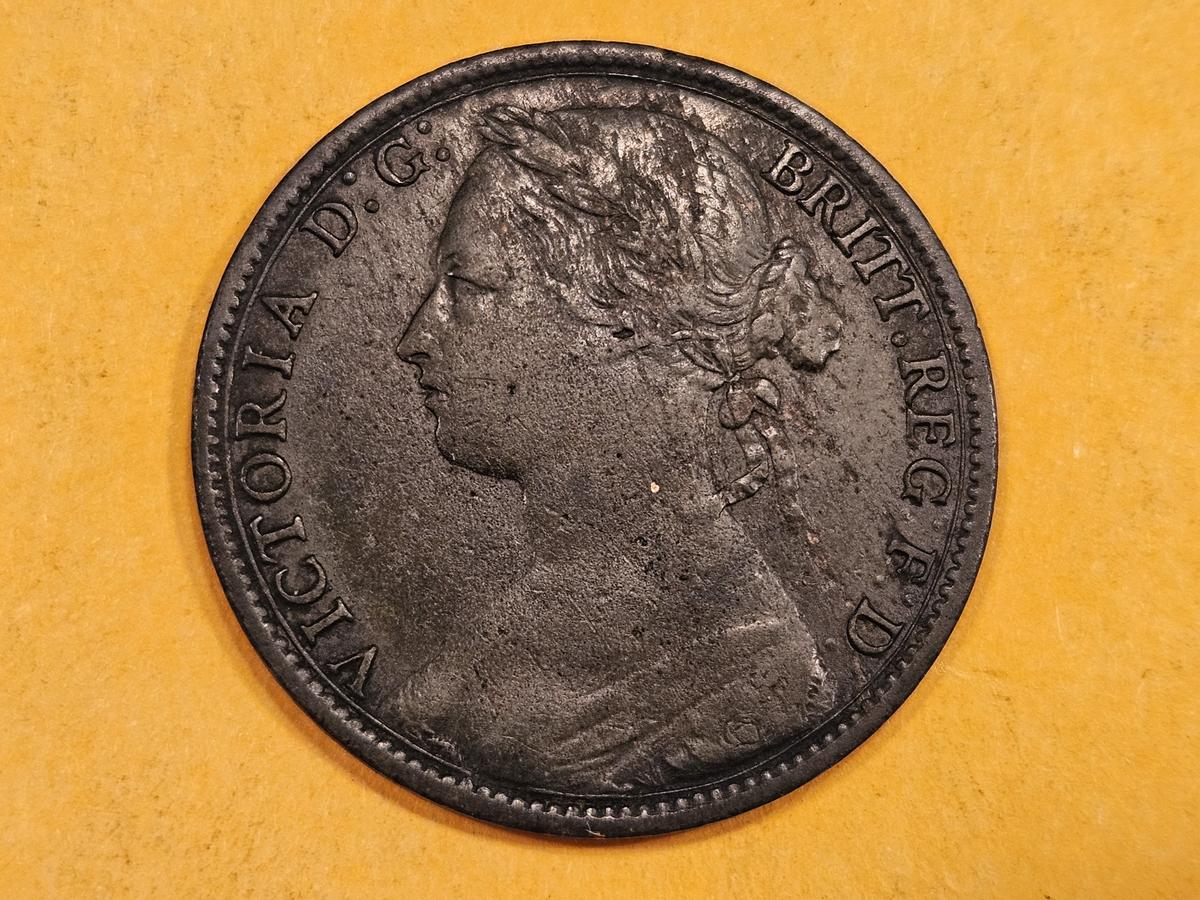 1879 Great Britain penny in Very Fine