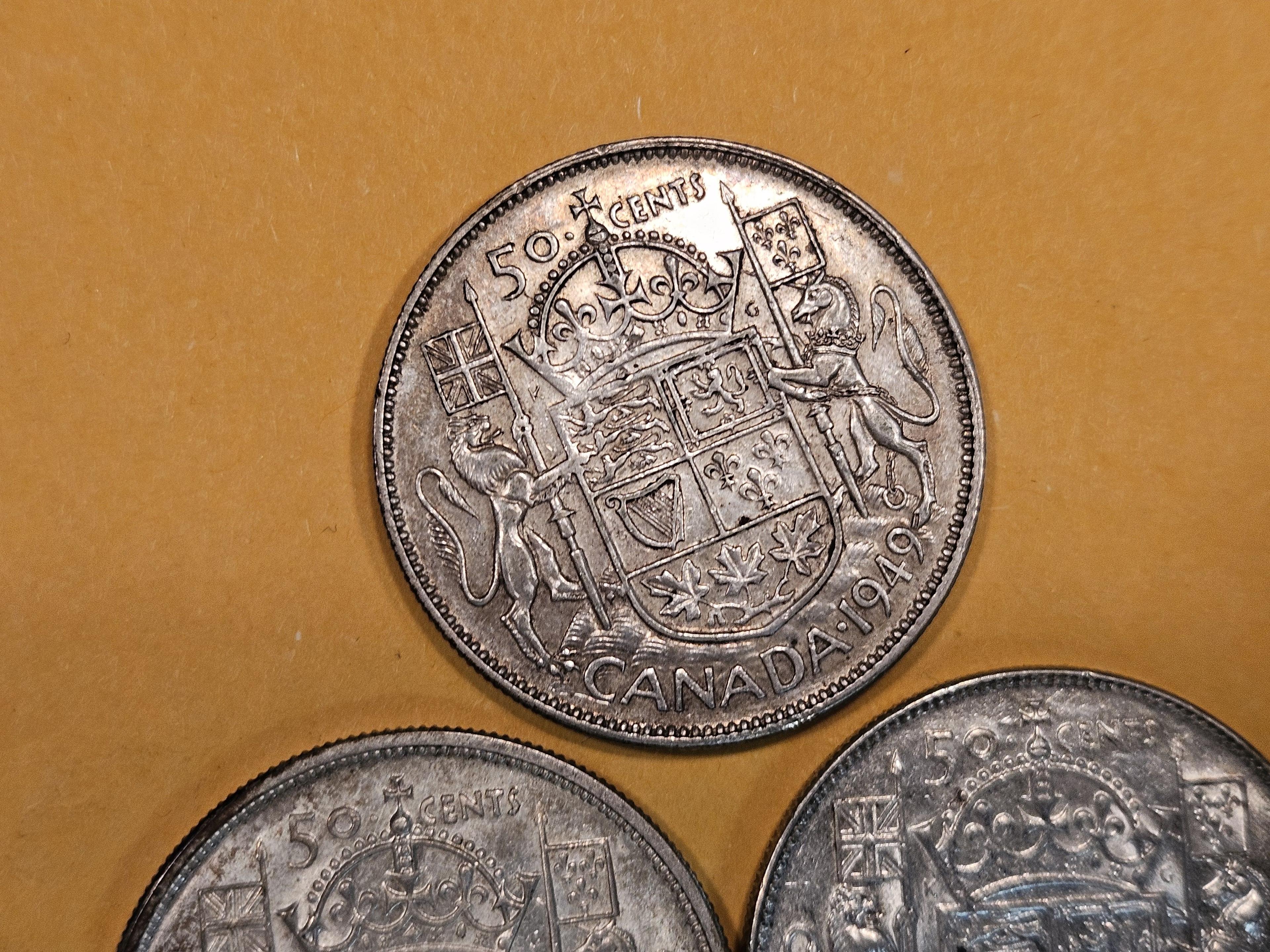 Five nice Canada Silver 50 cent pieces