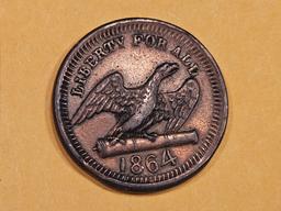 1864 Civil War Token in Very Fine plus