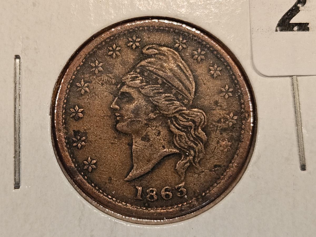 1863 Civil War Token in Extra Fine