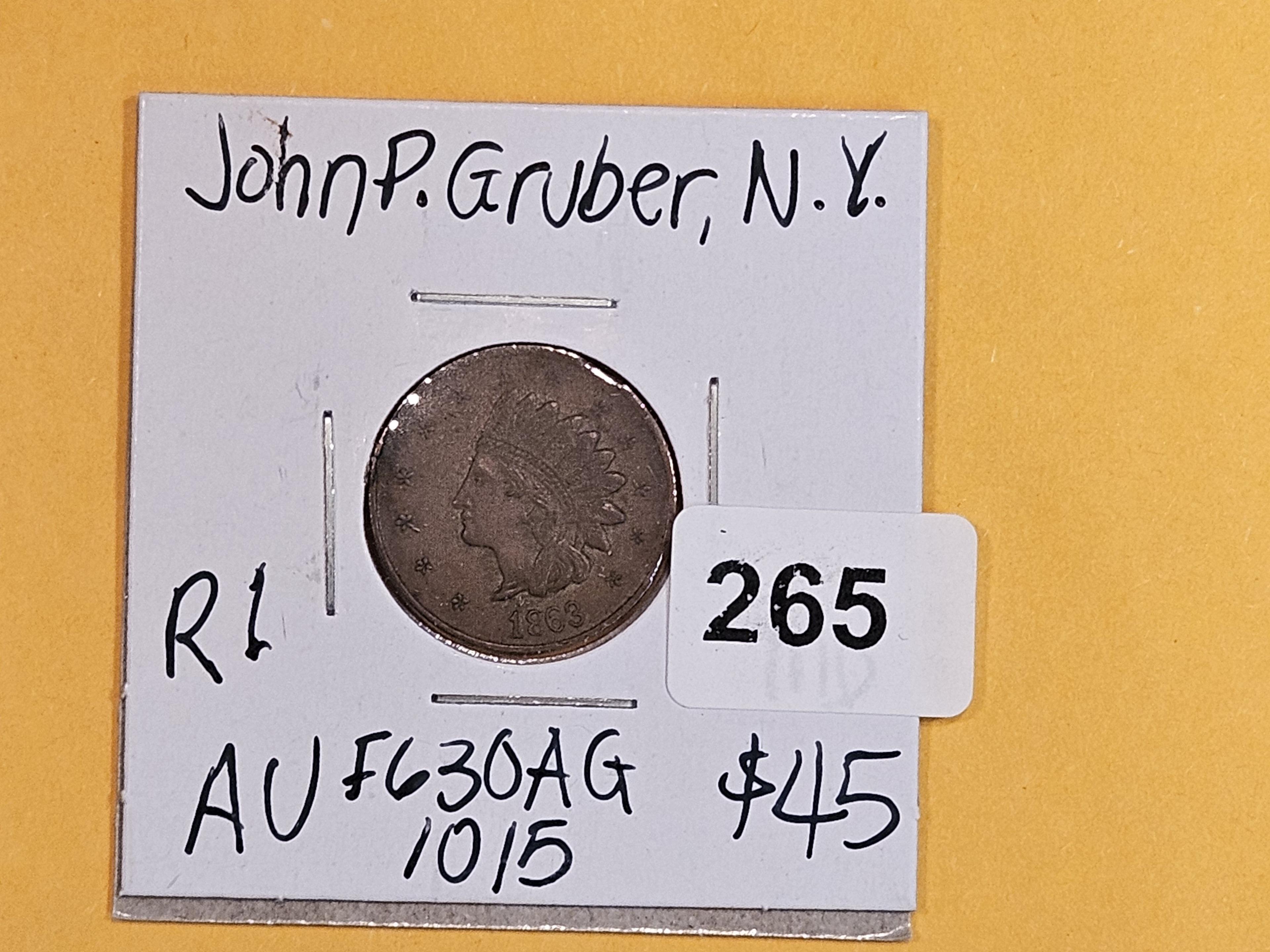 1863 Civil War Token Merchant's Token in About Uncirculated