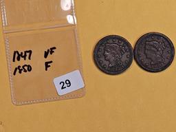 1847 and 1850 Braided Hair Large Cents