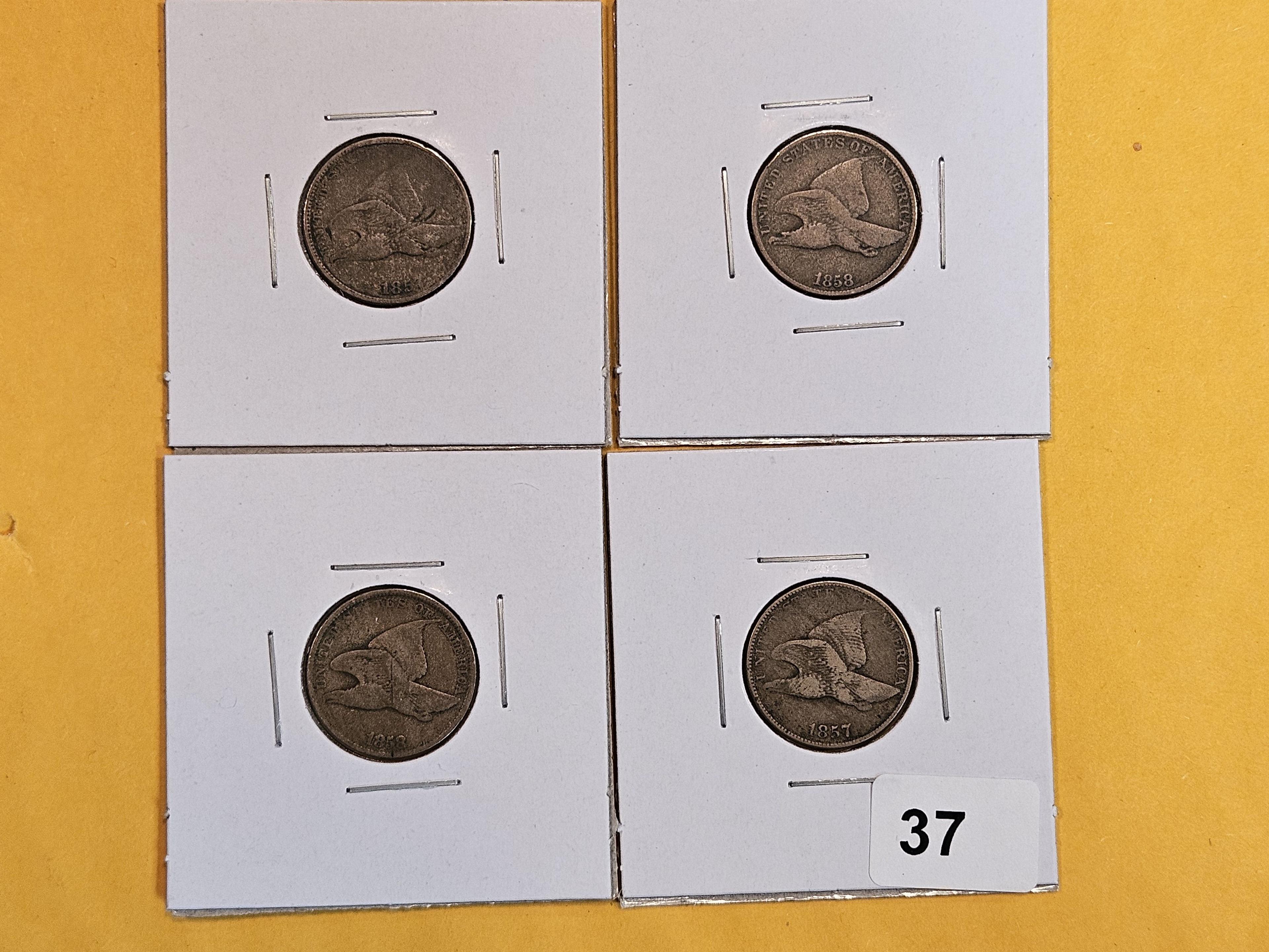 Four Flying eagle Cents