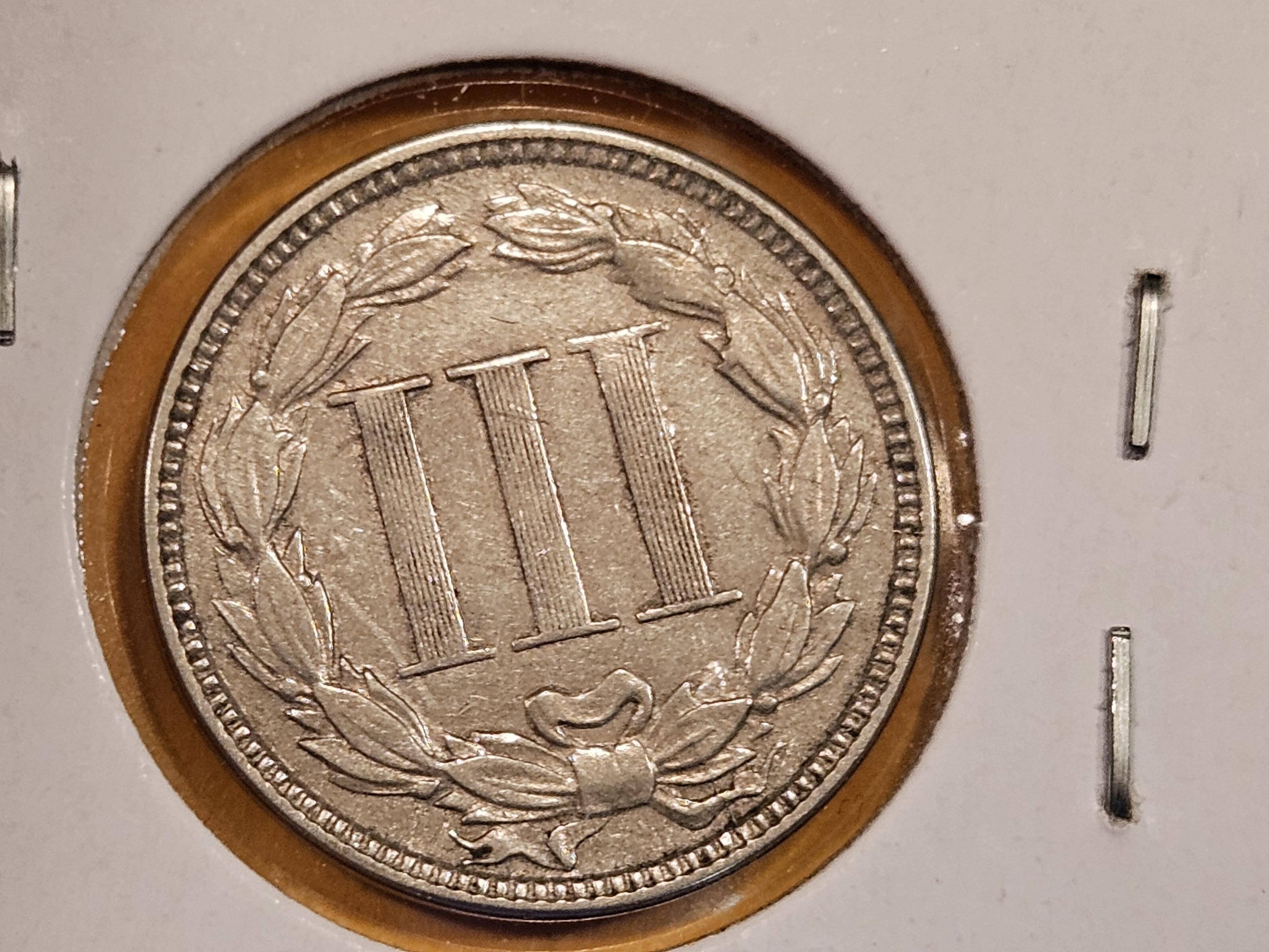 1865 Three Cent Nickel in Extra Fine plus