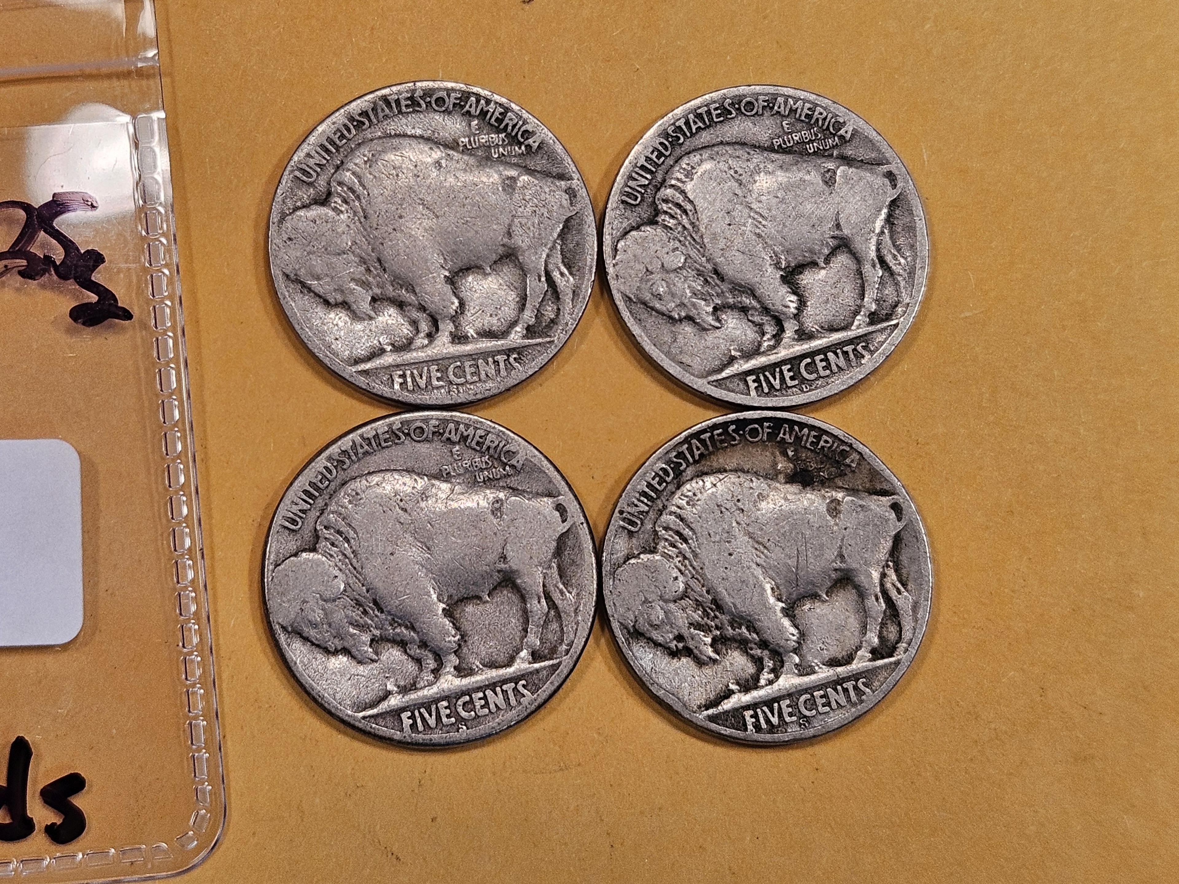 Four little better date Buffalo Nickels