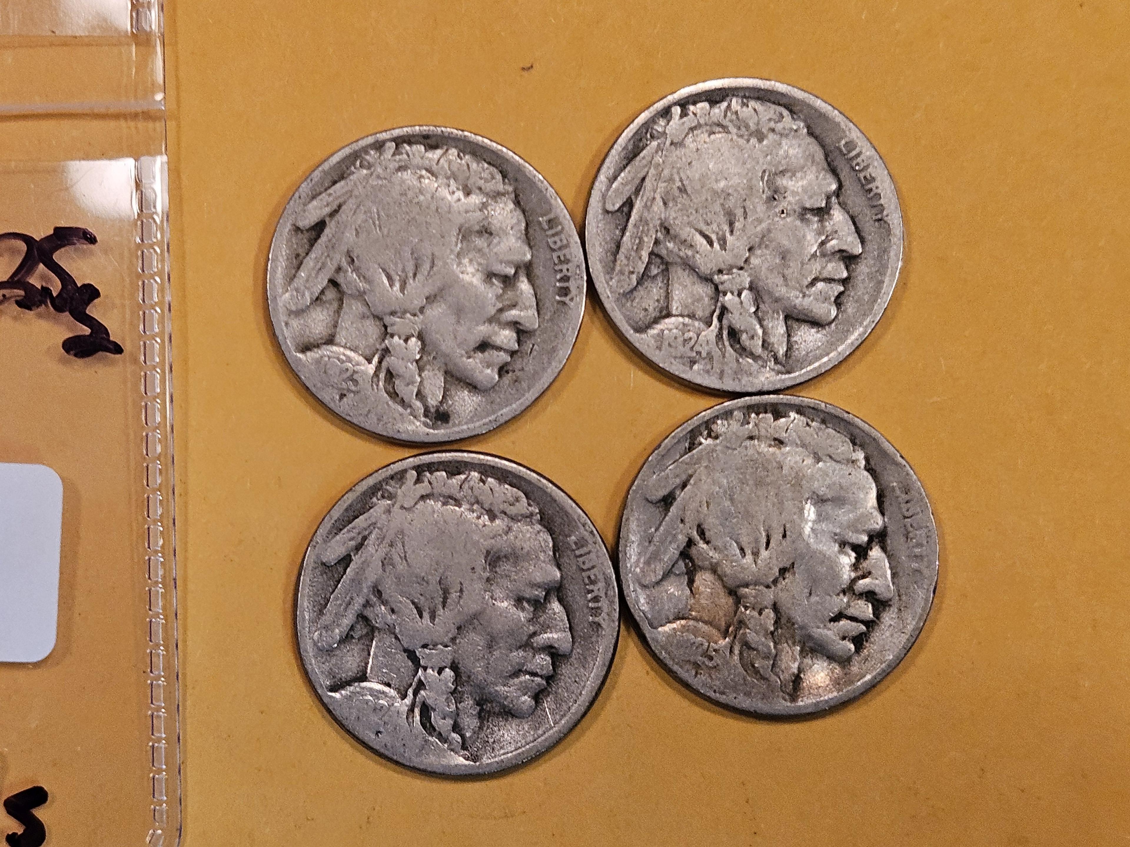 Four little better date Buffalo Nickels