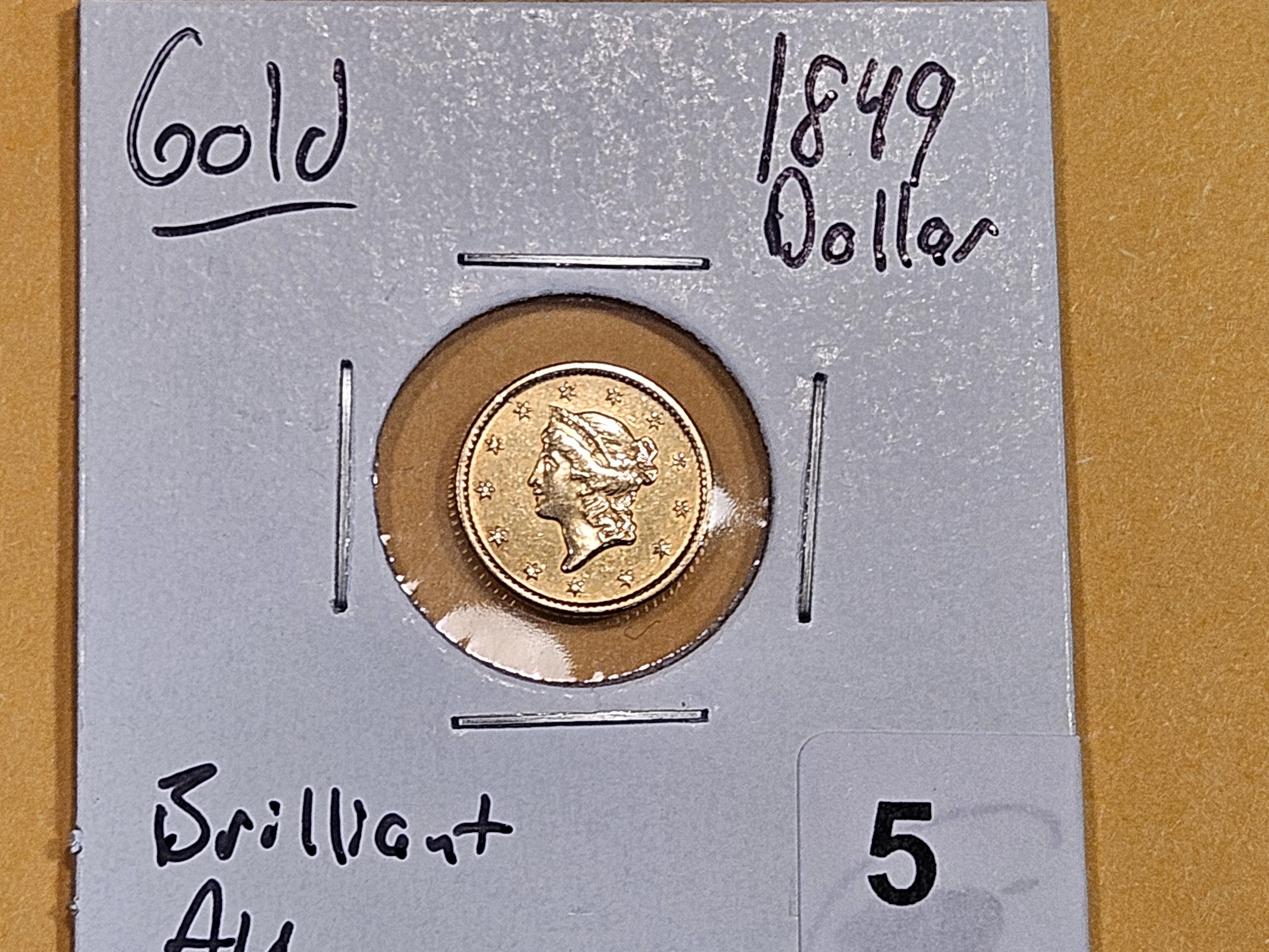 GOLD! Brilliant About Uncirculated 1849 Gold Dollar