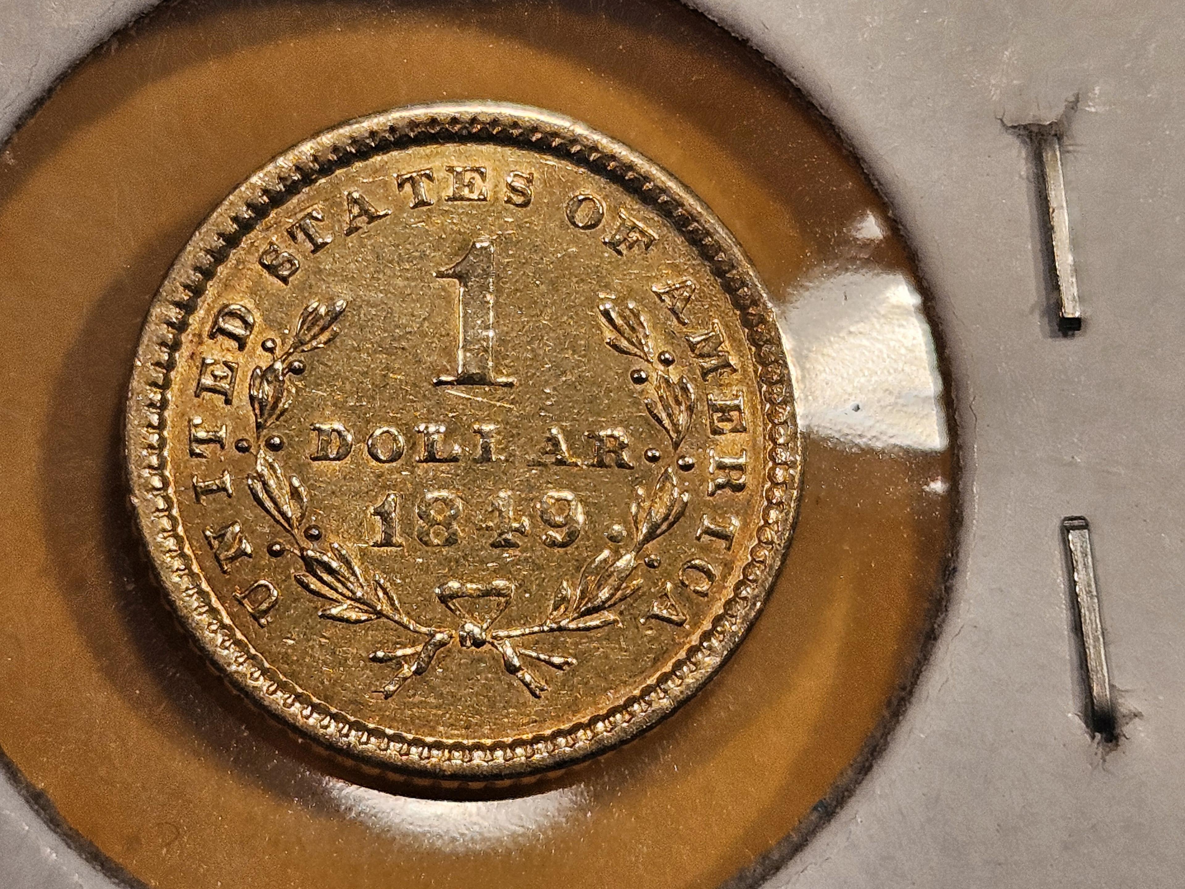 GOLD! Brilliant About Uncirculated 1849 Gold Dollar