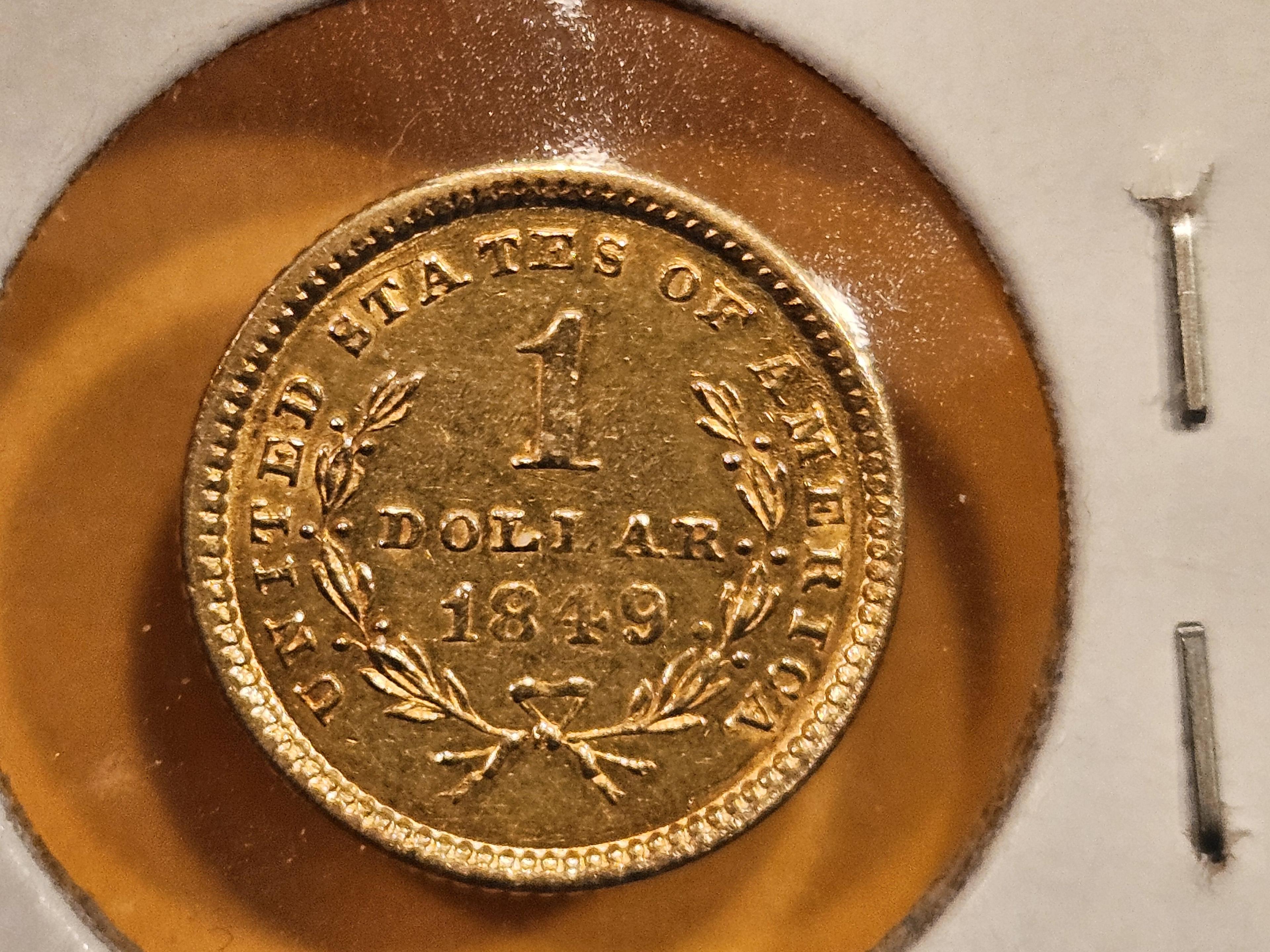 GOLD! Brilliant About Uncirculated 1849 Gold Dollar