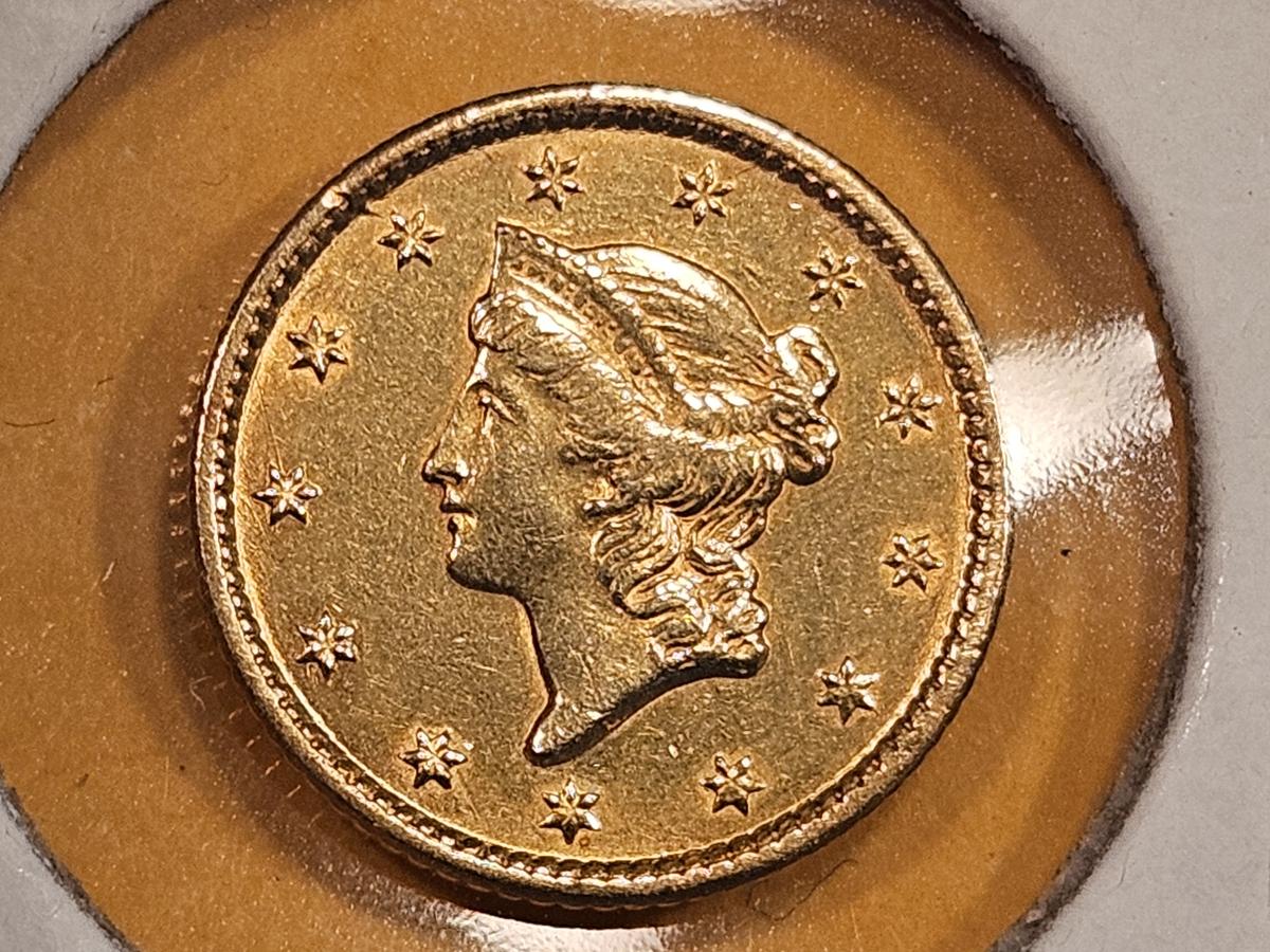 GOLD! Brilliant About Uncirculated 1849 Gold Dollar