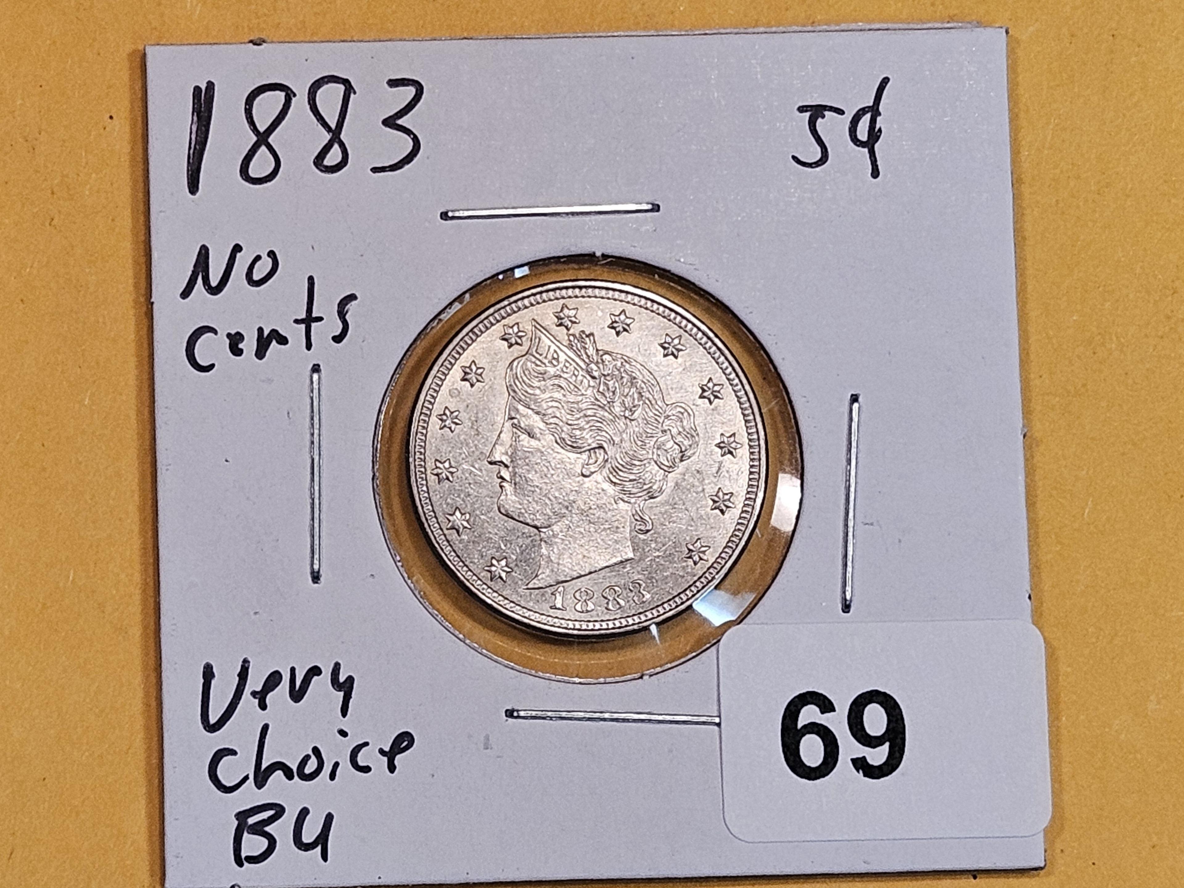 Very Choice brilliant Uncirculated 1883 Liberty "V" Nickel