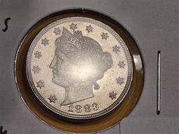 Very Choice brilliant Uncirculated 1883 Liberty "V" Nickel