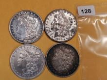 Four Morgan Silver Dollars