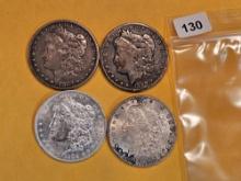 Four Morgan Silver Dollars