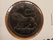 1813 Half penny British Trade token in About Uncirculated