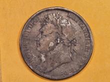 1821 Great Britain silver Crown in Very Good