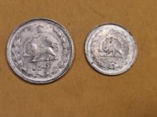 Two Iranian silver coins from 1944