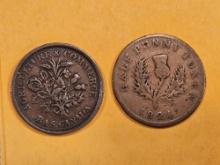 1837 and 1824 Nova Scotia 1/2 pennies