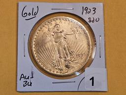 GOLD! Brilliant AU-BU 1923 Saint Gaudens Gold Twenty Dollars