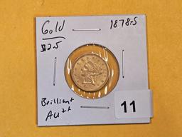 GOLD! Brilliant About Uncirculated Plus Plus 1878-S Liberty Head GOLD Two and a half dollars