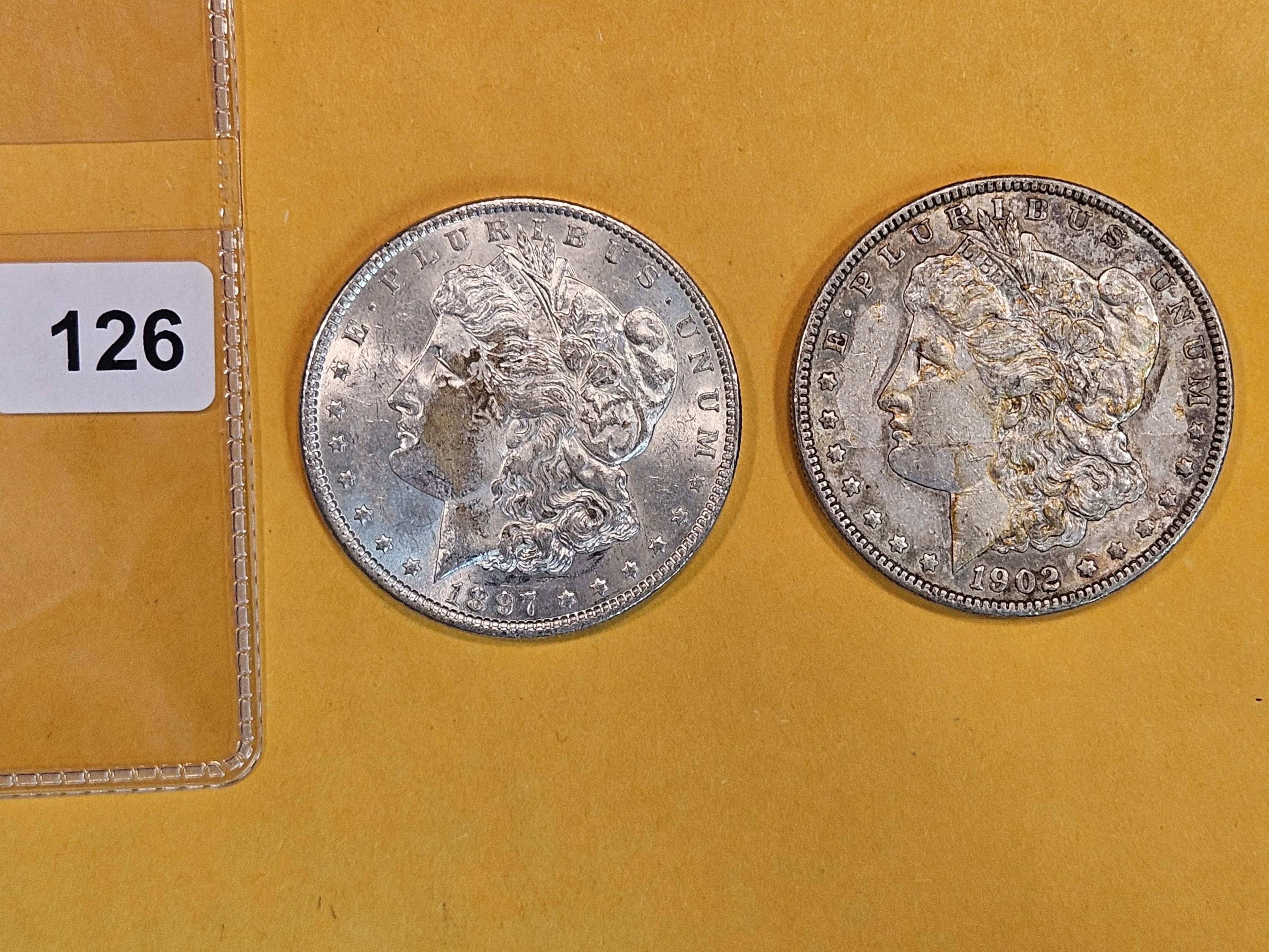 1897 and 1902 Morgan silver Dollars