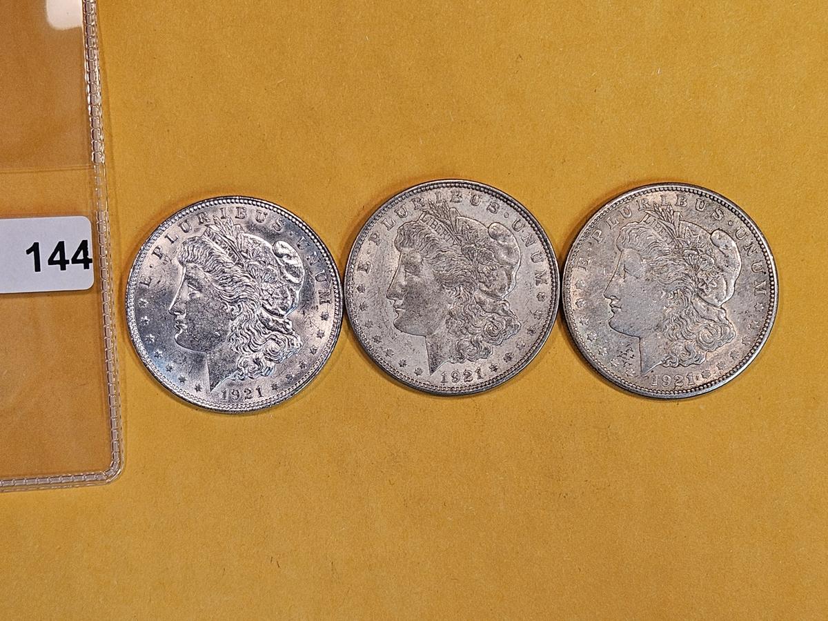 1921 P-D-S Morgan Dollar trio
