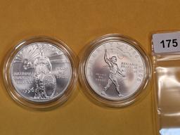 Two GEM Brilliant Uncirculated Commemorative Silver Dollars