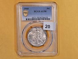 PCGS 1944 Walking Liberty Half Dollar in About Uncirculated 58