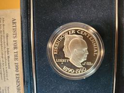 1990 Eisenhower Proof Deep Cameo Commemorative Silver Dollar