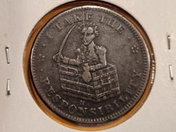 1833 Hard Times Token in VF-XF