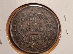 1837 Hard Times Token Merchant's Store Card in About Uncirculated plus