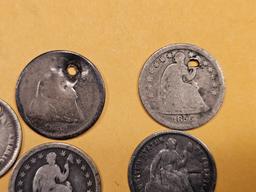 Five Seated Liberty Half Dimes