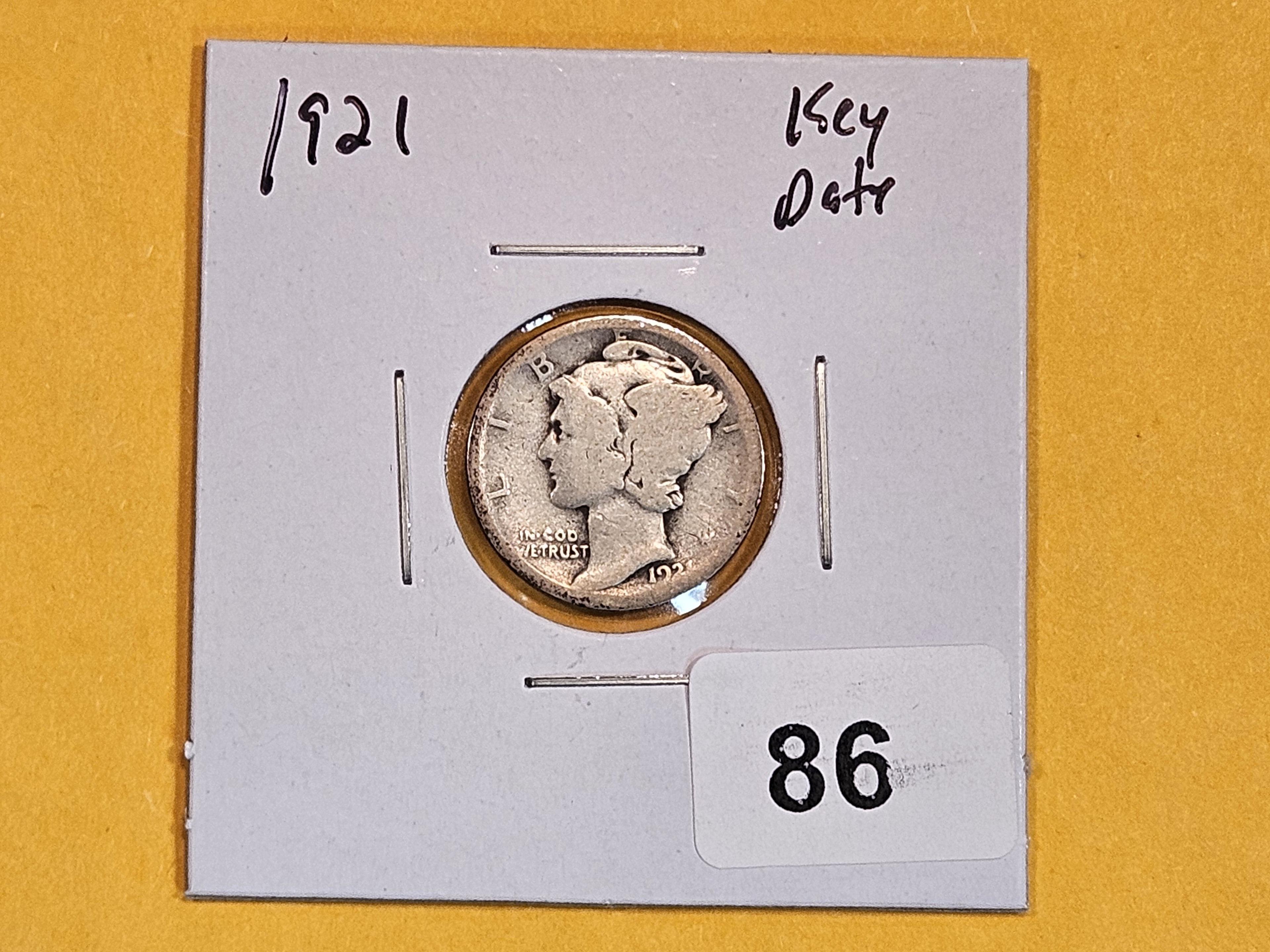 KEY DATE 1921 Mercury Dime