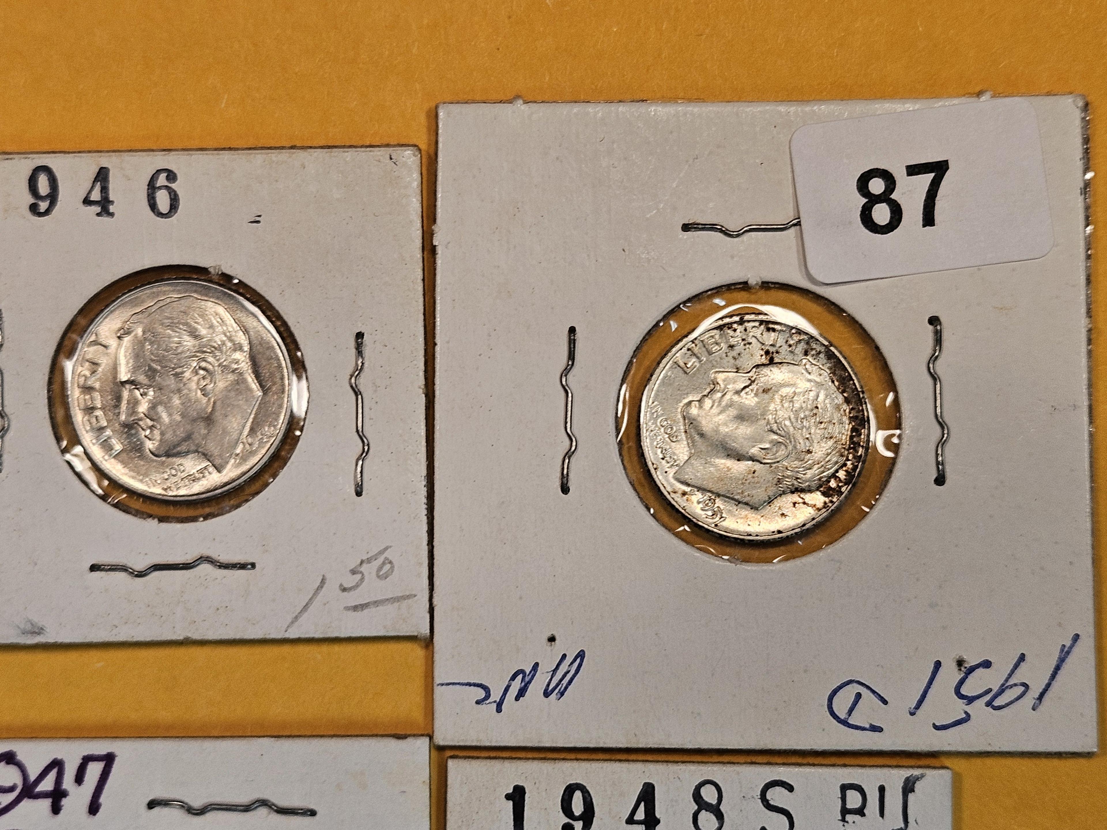 Ten Brilliant Uncirculated silver Roosevelt Dimes