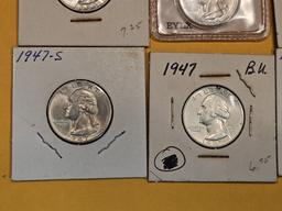 Six Choice Brilliant Uncirculated silver Washington Quarters