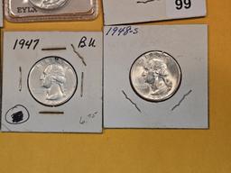 Six Choice Brilliant Uncirculated silver Washington Quarters