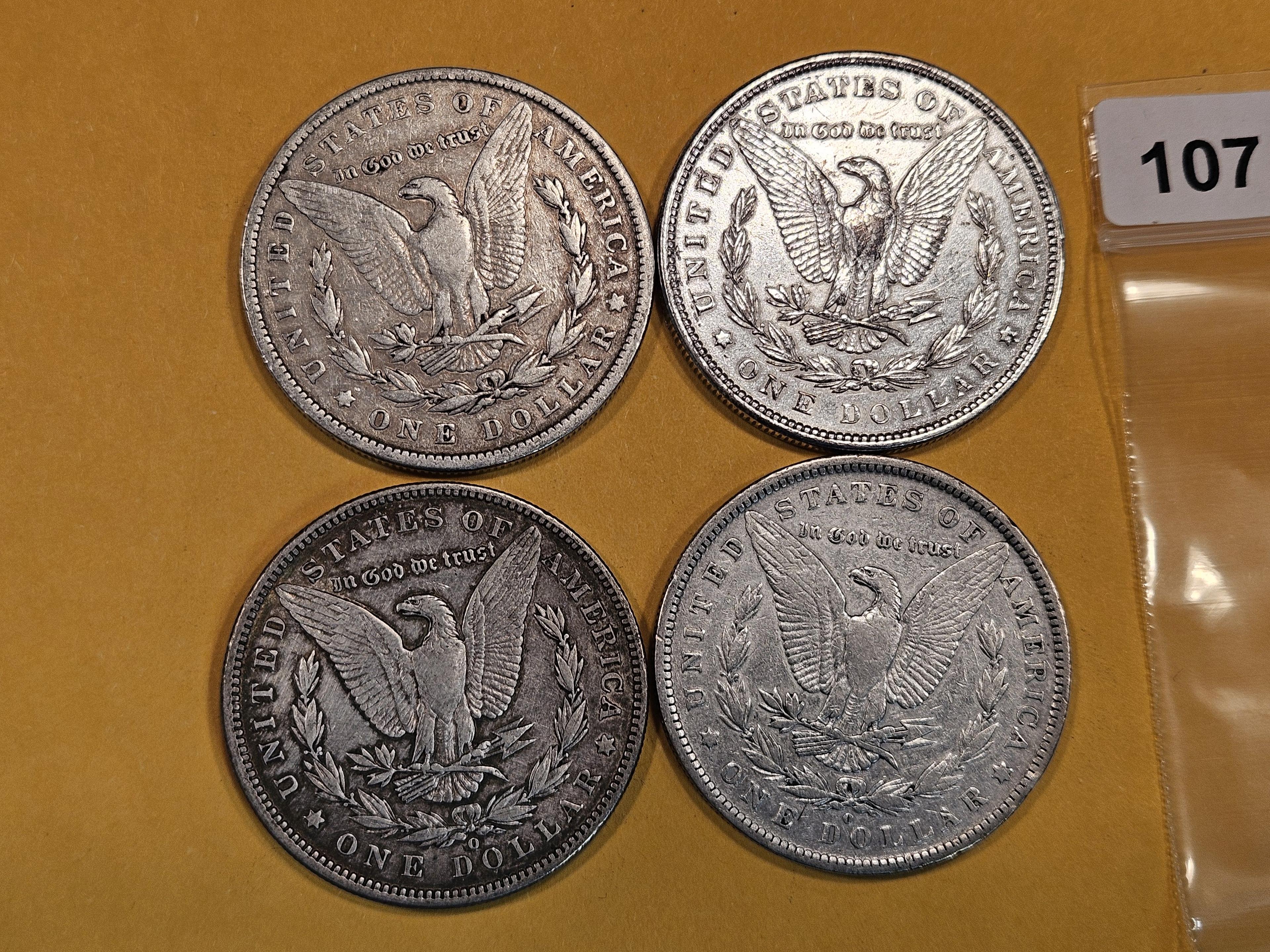 Four Morgan Silver Dollars