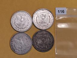 Four Morgan Silver Dollars