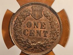 NGC 1901 Indian Cent in Mint State 62 Brown