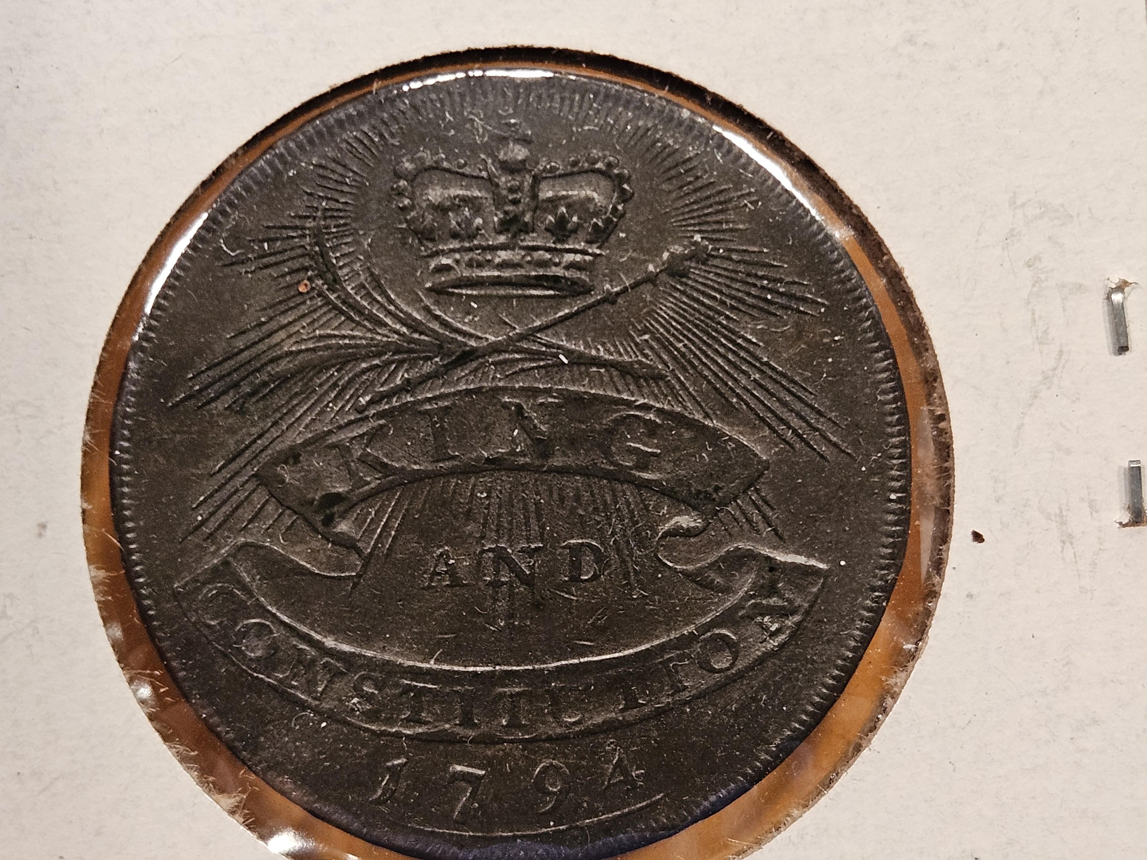 CONDER TOKEN! 1794 Essex-Chelmsford Half-penny in Extra Fine