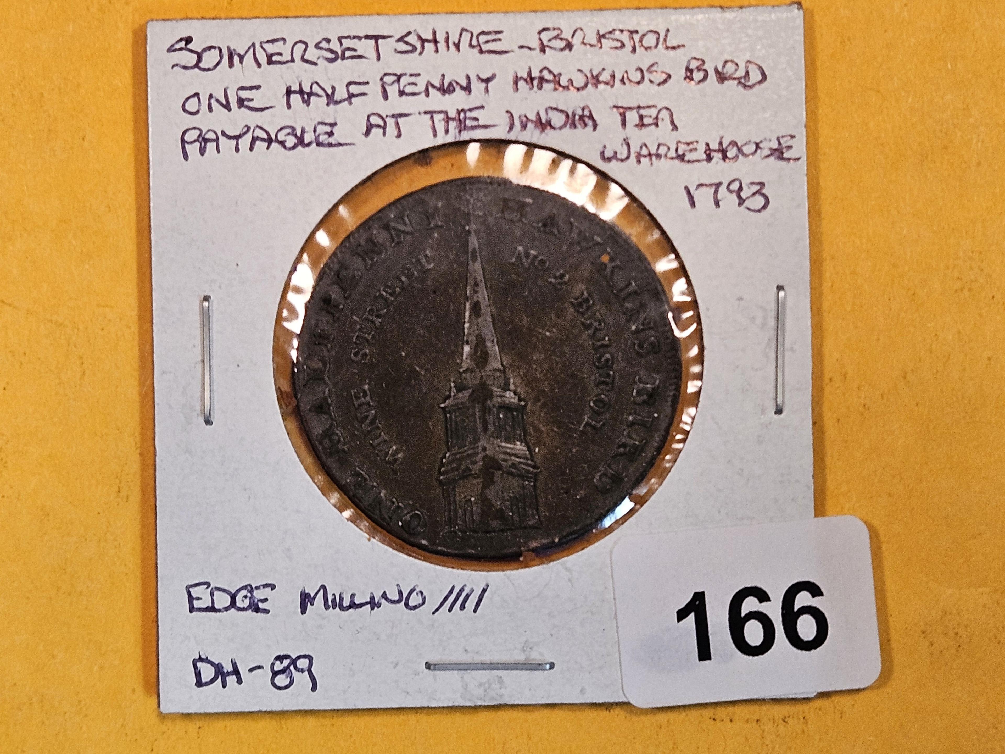 CONDER TOKEN! 1793 Somerset-Bristol Half Penny