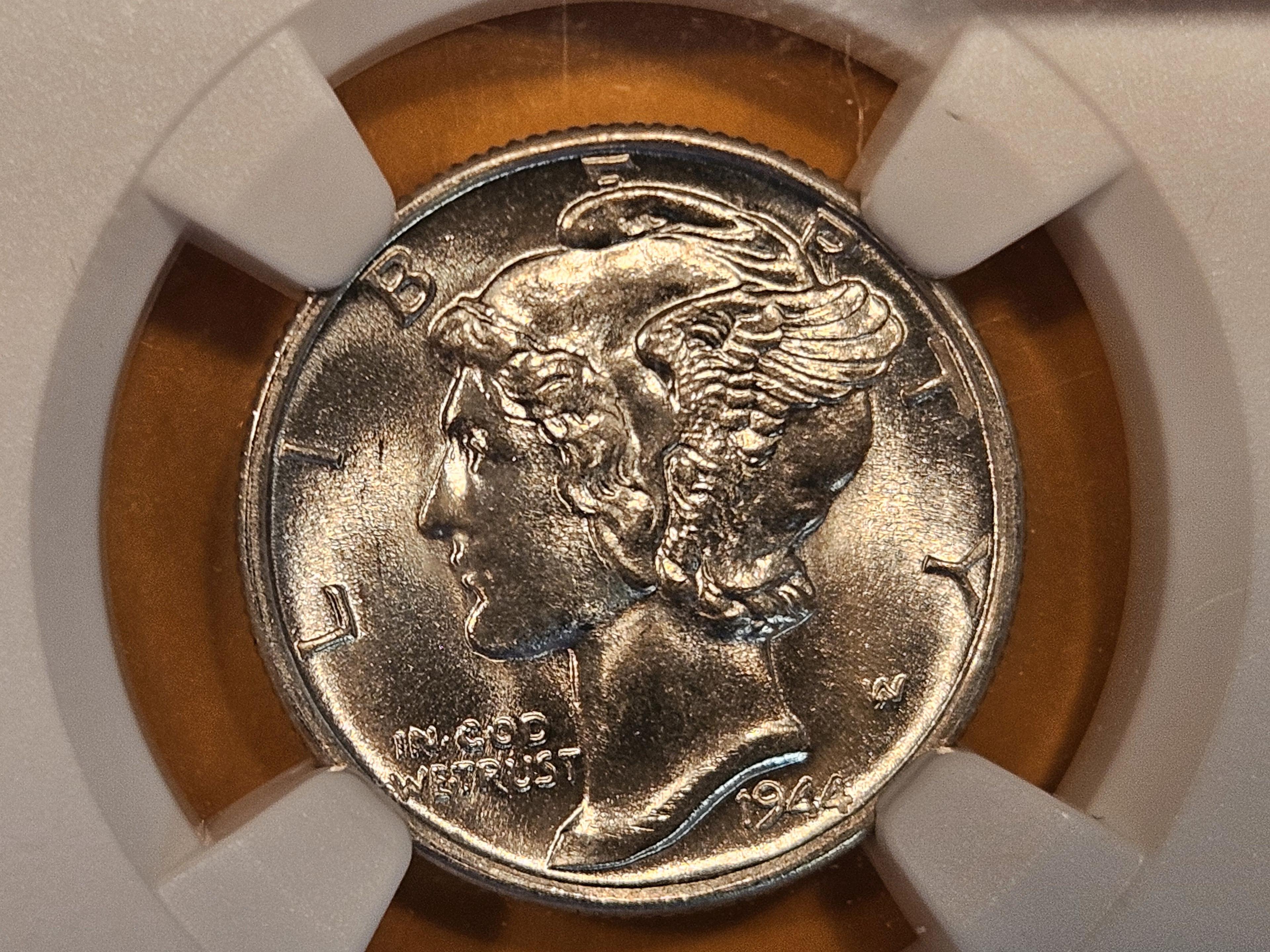 GEM! NGC 1944-S Mercury Dime in Mint State 65 FB