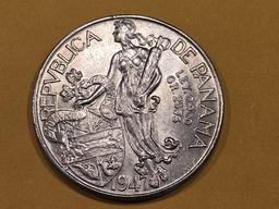 Very Choice Brilliant Uncirculated 1947 Panama Balboa