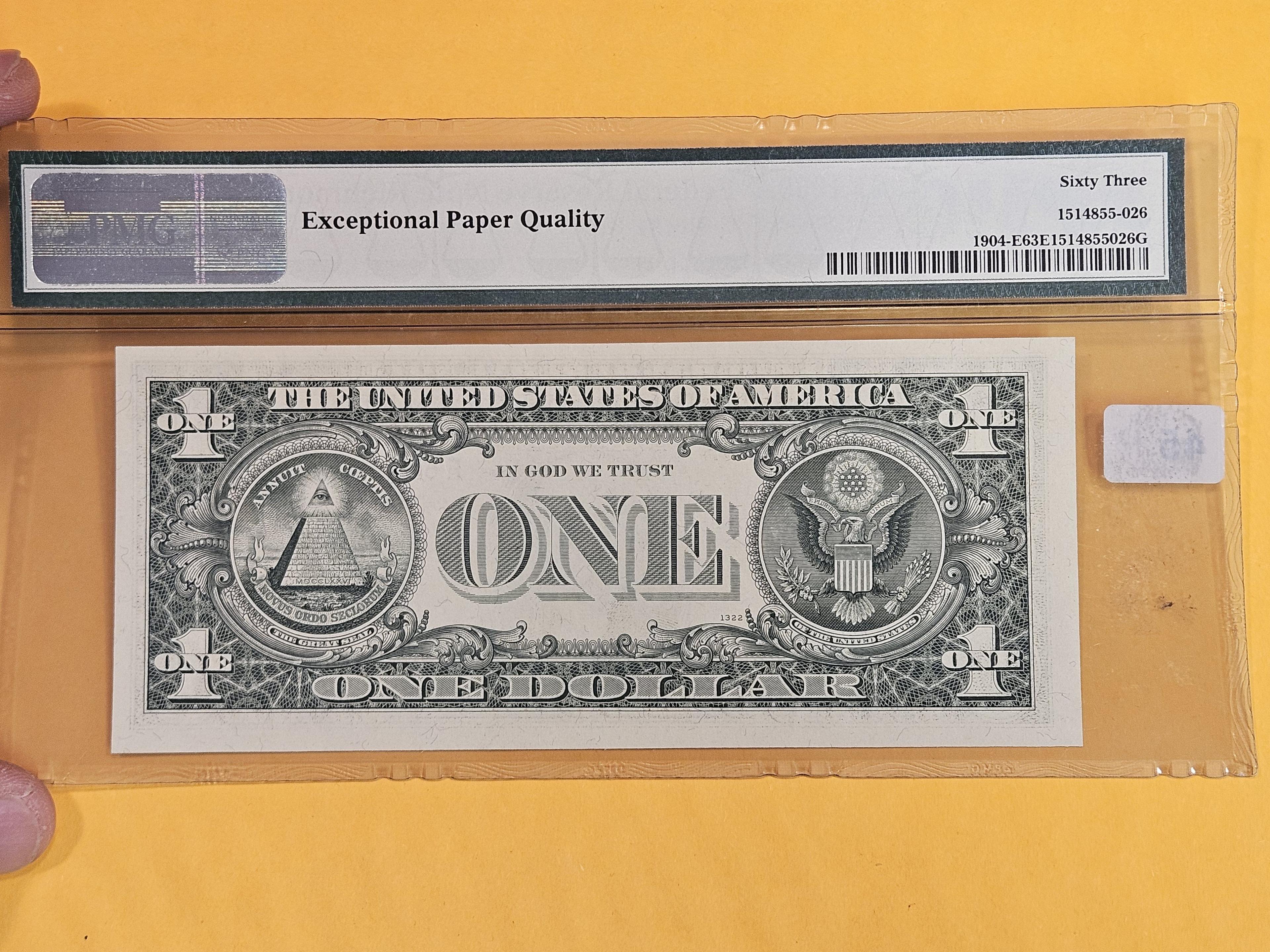 PMG 1969-A FRN One Dollar in Choice Uncirculated 63 EPQ